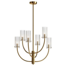 Luminosa Lighting Luminosa Arco Neoclassic Multi Arm Pendant Ceiling Light Brass, Glass Shade - thumbnail 1