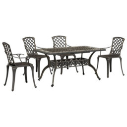 Berkfield 5 Piece Garden Dining Set Bronze Cast Aluminium - thumbnail 2