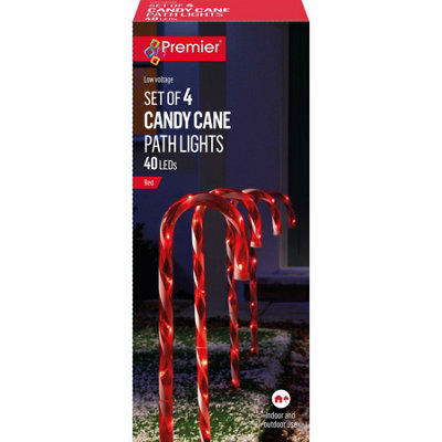 Premier Decorations Premier - 62Cm Christmas Candy Cane Path Light With 40 Red Leds, 4 Pieces - image 1