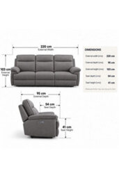 Loft Home Briar Dove Grey Power Recliner 3 Seater Sofa - thumbnail 3