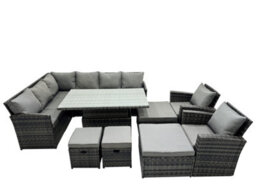 Fimous 12 Seat Poly Rattan Outdoor Patio Height Adjustable Rising Lifting Table Corner Sofa Set With 4 Stool 2 Chairs For Garden - thumbnail 1