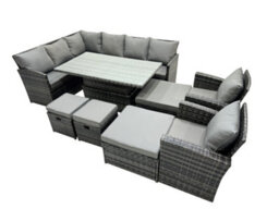 Fimous 12 Seat Poly Rattan Outdoor Patio Height Adjustable Rising Lifting Table Corner Sofa Set With 4 Stool 2 Chairs For Garden - thumbnail 2