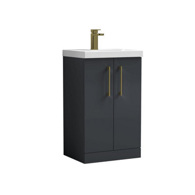 Balterley Bramshall Modern Bathroom 2 Soft Close Door & Mid-Edge Vanity Unit Basin, Dark Grey, 500mm - image 1