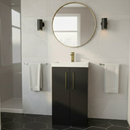 Balterley Bramshall Modern Bathroom 2 Soft Close Door & Mid-Edge Vanity Unit Basin, Dark Grey, 500mm - thumbnail 2