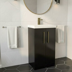 Balterley Bramshall Modern Bathroom 2 Soft Close Door & Mid-Edge Vanity Unit Basin, Dark Grey, 500mm - thumbnail 3