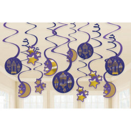 Amscan Swirl Eid Decoration (Pack Of 12) Blue/gold (One Size) - thumbnail 2