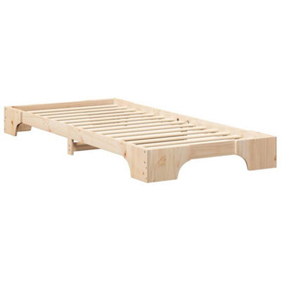 Berkfield Stylish Floor Bed Frame With Storage Brown Solid Pine Wood