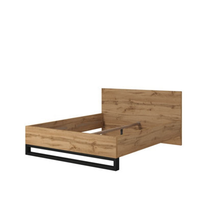 Arte Halle Eu King Bed Frame - Oak Wotan & Black Refined Minimalist Design - image 1