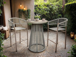Solace+Co Hana Round Bar Table & Lita Chairs Garden Set White