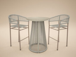Solace+Co Hana Round Bar Table & Lita Chairs Garden Set White - thumbnail 2