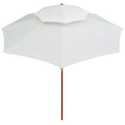 Berkfield Elegant Double Decker Parasol 270X270 Cm Wooden Pole Cream White - thumbnail 3