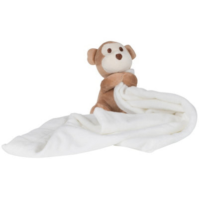 Mumbles Baby Boys/girls Plush Monkey Comforter Blanket (Pack Of 2) Cream/brown (One Size)