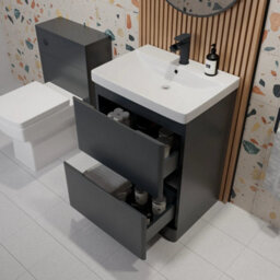 Aveli 600mm Bathroom Vanity Unit Basin Sink Freestanding Storage Cabinet Anthracite - thumbnail 2