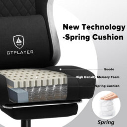 Gtplayer Fabric Gaming Chair With Footrest, Ergonomic Computer Desk Chair With Pocket Spring Cushion Heavy Duty Wide Pc Chair - thumbnail 4