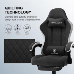 Gtplayer Fabric Gaming Chair With Footrest, Ergonomic Computer Desk Chair With Pocket Spring Cushion Heavy Duty Wide Pc Chair - thumbnail 6