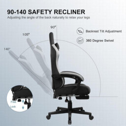 Gtplayer Fabric Gaming Chair With Footrest, Ergonomic Computer Desk Chair With Pocket Spring Cushion Heavy Duty Wide Pc Chair - thumbnail 3