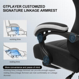 Gtplayer Fabric Gaming Chair With Footrest, Ergonomic Computer Desk Chair With Pocket Spring Cushion Heavy Duty Wide Pc Chair - thumbnail 5
