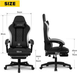 Gtplayer Fabric Gaming Chair With Footrest, Ergonomic Computer Desk Chair With Pocket Spring Cushion Heavy Duty Wide Pc Chair - thumbnail 2