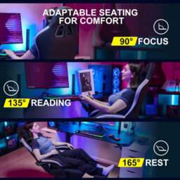 Gtplayer Fabric Gaming Chair With Footrest, Ergonomic Computer Desk Chair With Pocket Spring Cushion Heavy Duty Wide Pc Chair - thumbnail 8
