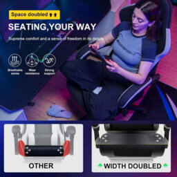 Gtplayer Fabric Gaming Chair With Footrest, Ergonomic Computer Desk Chair With Pocket Spring Cushion Heavy Duty Wide Pc Chair - thumbnail 9