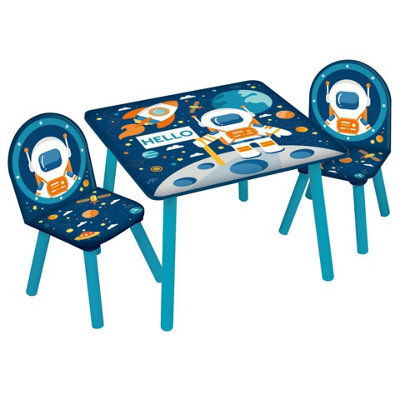 Urbn-Living Urbnliving 53Cm Height Kids Wooden Table & 2 Chairs Space Themed Toddlers Junior Play Desk Set - image 1