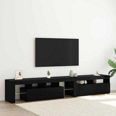 Berkfield Tv Cabinets 2 Pcs With Led Lights Black Oak Engineered Wood - image 1