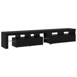 Berkfield Tv Cabinets 2 Pcs With Led Lights Black Oak Engineered Wood - thumbnail 8