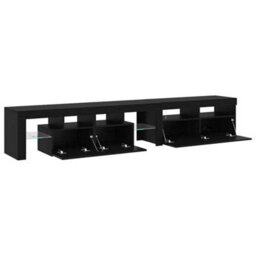 Berkfield Tv Cabinets 2 Pcs With Led Lights Black Oak Engineered Wood - thumbnail 5