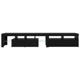 Berkfield Tv Cabinets 2 Pcs With Led Lights Black Oak Engineered Wood - thumbnail 9