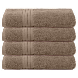 Ohs 4 Pack Of 100% Cotton Bath Sheet, 90 X 150Cm - Mocha - thumbnail 1