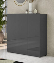 FurniComp LTD Furnicomp Vida 3 Door 120Cm Anthracite Gloss 30 Pair Large Shoe Cabinet