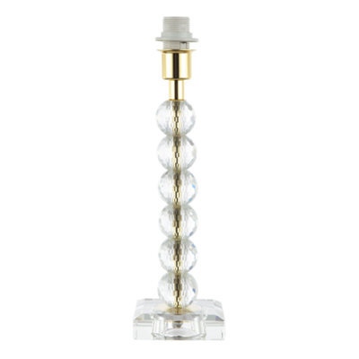 Happy Homewares Contemporary Clear Crystal Glass And Gold Table Lamp Base With Faceted Spheres - image 1
