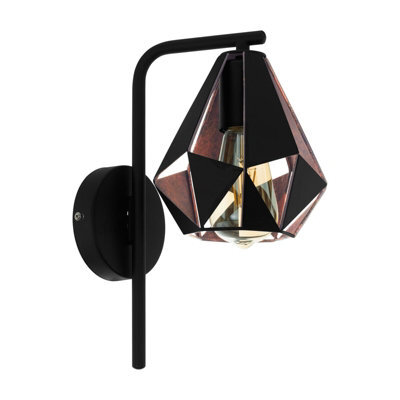 Stylish Led Wall Light Sconce In Geometric Black And Antique Copper Finish - image 1