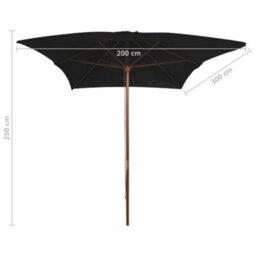 Walplus Garden Parasol With Wooden Pole Black 200X300 Cm - thumbnail 6