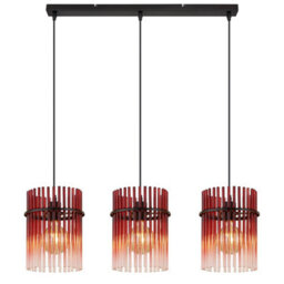 Luminosa Lighting Luminosa Gorley Bar Pendant Ceiling Light Matt Black Blackberry Glass Shade 3X E27 - thumbnail 3
