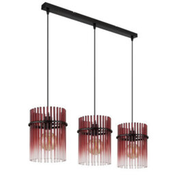 Luminosa Lighting Luminosa Gorley Bar Pendant Ceiling Light Matt Black Blackberry Glass Shade 3X E27 - thumbnail 2