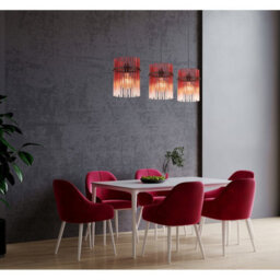 Luminosa Lighting Luminosa Gorley Bar Pendant Ceiling Light Matt Black Blackberry Glass Shade 3X E27 - thumbnail 7