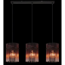 Luminosa Lighting Luminosa Gorley Bar Pendant Ceiling Light Matt Black Blackberry Glass Shade 3X E27 - thumbnail 5