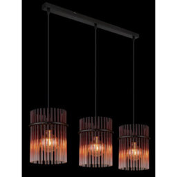Luminosa Lighting Luminosa Gorley Bar Pendant Ceiling Light Matt Black Blackberry Glass Shade 3X E27 - thumbnail 4