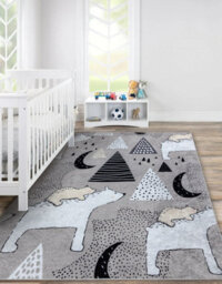 RugsX Junior 51974.802 Washing Carpet Bears, Animals For Children Anti-Slip - Grey 200X290 Cm - thumbnail 1