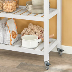 Sobuy Fkw68-Nw, Kitchen Storage  Serving Trolley With Rubber Wood Top 2 Drawers 2 Shelves,w84Xd39Xh89 - thumbnail 6