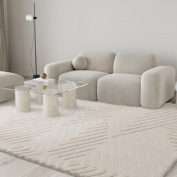 Ivory Handmade Wool Modern Geometric Rug For Living Room And Bedroom-120Cm X 170Cm - thumbnail 1