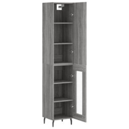 Berkfield Highboard Grey Sonoma 34.5X34X180 Cm Engineered Wood - thumbnail 4