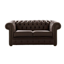 Chesterfield 2 Seater Shelly Dark Chocolate Leather Sofa Settee Bespoke In Classic Style - thumbnail 1