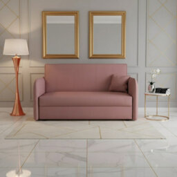 Viva Loft Iii Sofa Bed With Sleep Function Storage Container Chipboard Wood Frame Metal Legs 145Cm Wide Pink - thumbnail 2