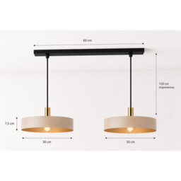 Luminosa Lighting Luminosa Latte Bar Pendant Ceiling Light Beige, Gold 2X E27 - thumbnail 4