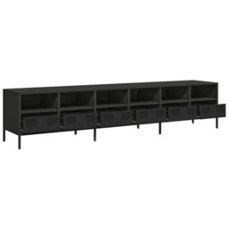 Walplus Tv Cabinet Black 202X39X43.5 Cm Cold-Rolled Steel - thumbnail 4