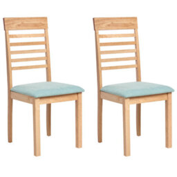 Beliani Set Of 2 Dining Chairs Ortley Wood Light Brown/ Mint - thumbnail 1