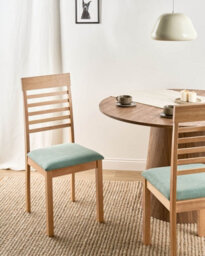 Beliani Set Of 2 Dining Chairs Ortley Wood Light Brown/ Mint - thumbnail 2