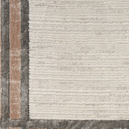 Ivory Silver Bordered,chequered Modern Easy To Clean Rug For Bedroom & Living Room-239Cm X 300Cm - thumbnail 8